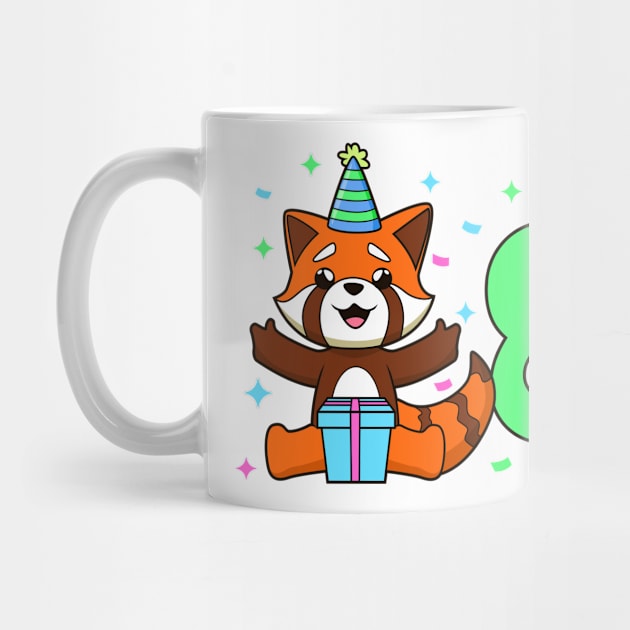 I am 8 with red panda - kids birthday 8 years old by Modern Medieval Design